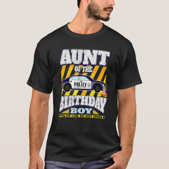 Aunt Birthday Crew  Police Car Birthday T-Shirt (Front)