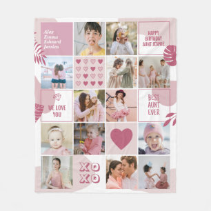 Aunt Birthday Niece Nephew Photo Collage Pink Fleece Blanket