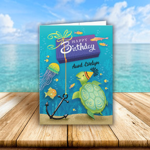 Aunt Birthday Turtle Present Card