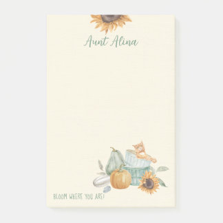 Aunt Bloom Where You Are Sunflower Autumn Post-it Notes