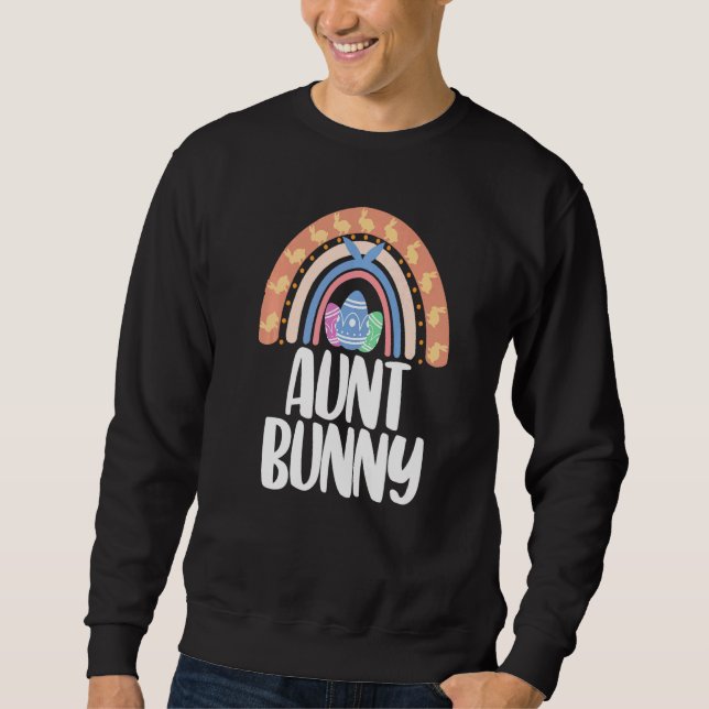 Aunt Bunny Easter Rainbow Love Funny Women Easter  Sweatshirt (Front)