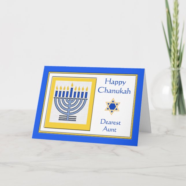 Aunt Chanukah Contemporary Menorah Card (Front)