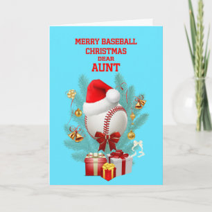 Aunt Christmas Baseball Holiday Card