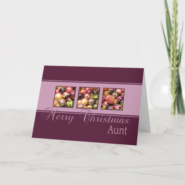 Aunt Christmas Card with ornaments (Front)