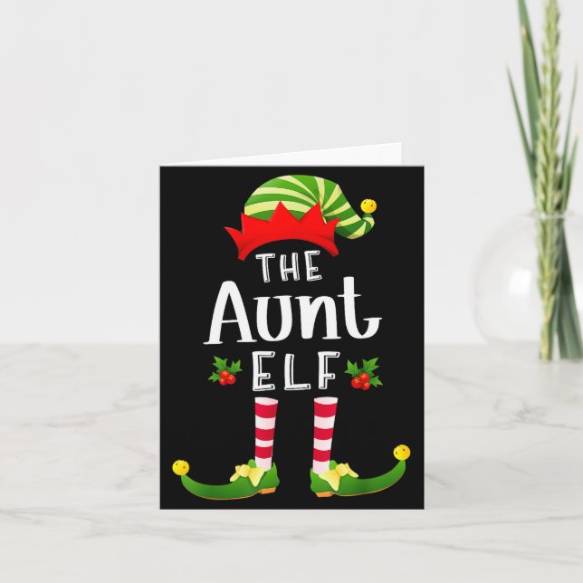 Aunt Christmas Elf Matching Pajama X-mas Party  Card (Front)