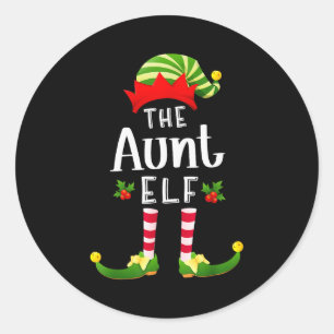 Aunt Christmas Elf Matching Pajama X-mas Party  Classic Round Sticker
