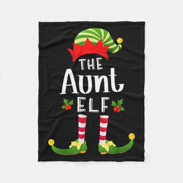 Aunt Christmas Elf Matching Pajama X-mas Party  Fleece Blanket (Front)