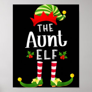 Aunt Christmas Elf Matching Pajama X-mas Party Poster
