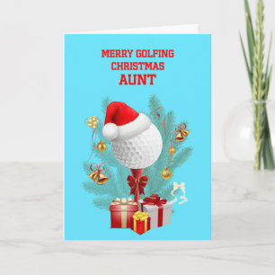 Aunt Christmas Golfball Holiday Card