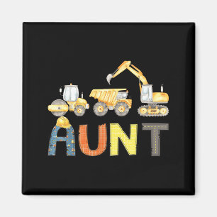 Aunt Construction Excavator Birthday Boy Mothers Magnet