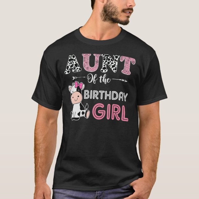 Aunt Cow Farming Birthday Girl Barnyard Family Mat T-Shirt (Front)
