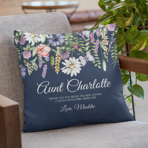 Aunt Custom Message From Niece Wildflowers Cushion