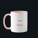 Aunt Custom Name Weddings Pink White Gift Mug<br><div class="desc">Designed in pink,  white colours and text templates for "Aunt" and name which you can customise as you like. You may choose different colours or sizes for the cup and personalise the texts as you like!</div>