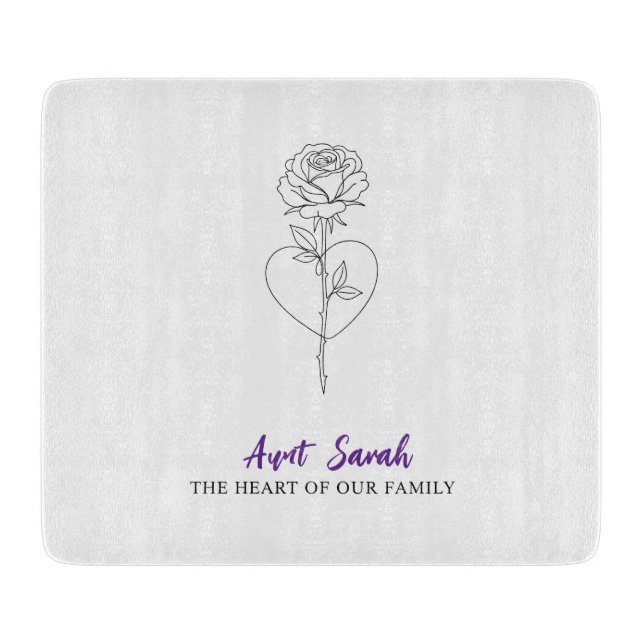 Aunt Cutting Board – The Heart of Our Family (Front)
