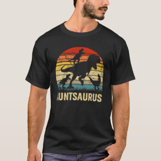 Aunt Dinosaur Auntsaurus 3 Three Kids Xmas Christm T-Shirt