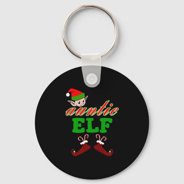 Aunt Elf Christmas Gift Key Ring (Front)