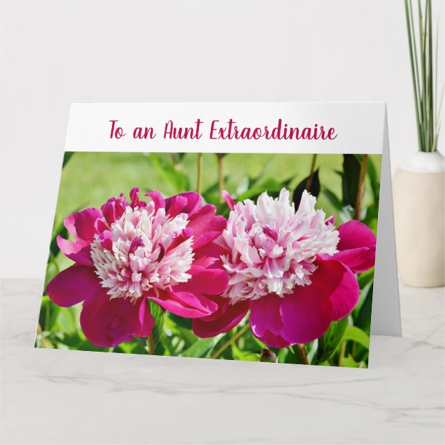 Aunt Extraordinaire BAE Love Peonies Elegant Chic Card (Front)
