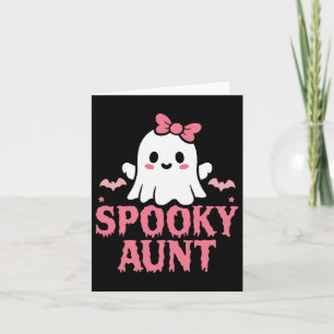 Aunt Family Cute Pink White Ghost Boo Halloween  Card