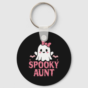 Aunt Family Cute Pink White Ghost Boo Halloween Key Ring