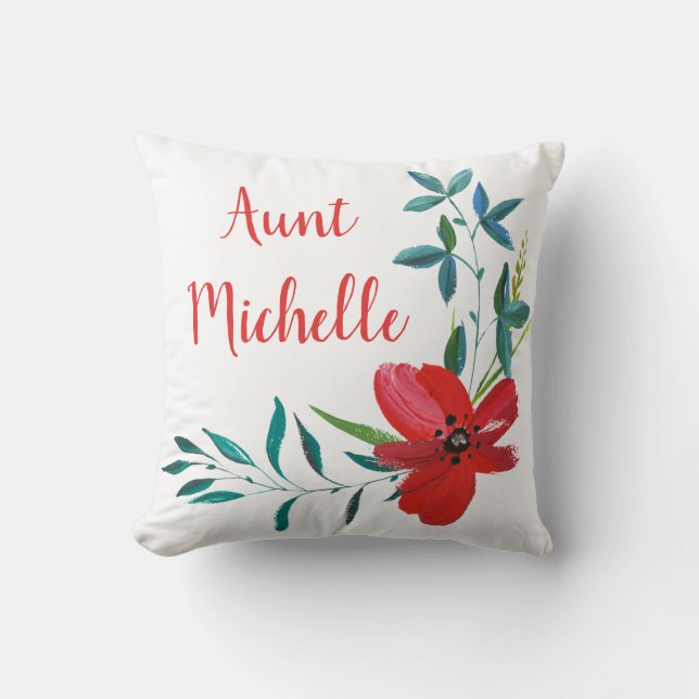 Aunt Floral Name Typography Cushion (Front)