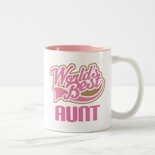 Aunt Gift Cute Worlds Best Slogan Two-Tone Coffee Mug (Right)