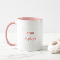 Aunt Gifts Custom Name Salmon Pink White Cute
