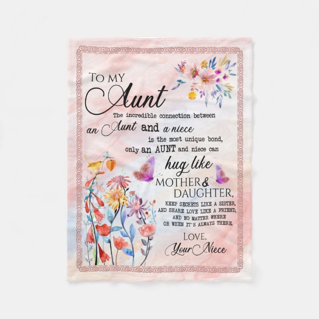 Aunt Gifts | Letter To My Aunt Love From Niece Fleece Blanket (Front)