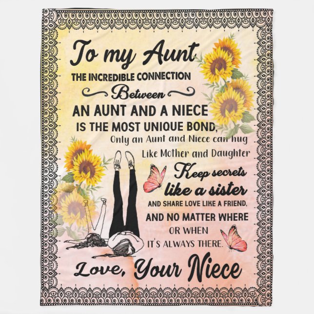 Aunt Gifts | Letter To My Aunt Love From Niece Fleece Blanket (Front)