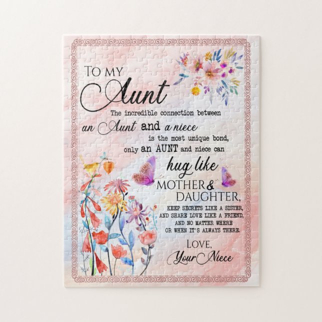 Aunt Gifts | Letter To My Aunt Love From Niece Jigsaw Puzzle (Vertical)