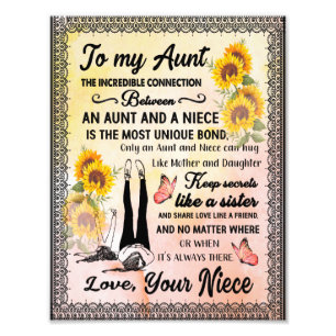 Aunt Gifts   Letter To My Aunt Love From Niece Photo Print