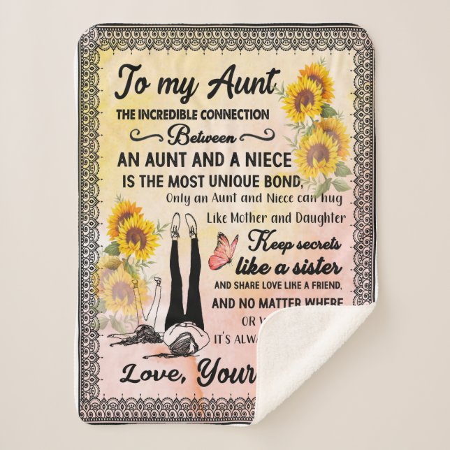 Aunt Gifts | Letter To My Aunt Love From Niece Sherpa Blanket (Front)