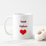 Aunt Gifts Monogram Name Burgundy Red Heart Favour Coffee Mug<br><div class="desc">Designed in cute burgundy red,  white colours and text templates for "Aunt",  red heart and name which you can customise as you like. You may choose different colours or sizes for the cup and personalise the texts as you like!</div>