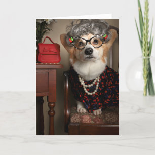 Aunt Gussy corgi Blank Card