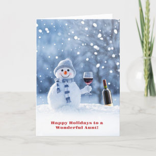 Aunt Happy Holidays Humourous Wine Themed Xmas Card
