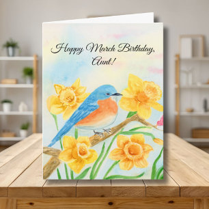 Aunt Happy March Birthday Blue Bird  Card