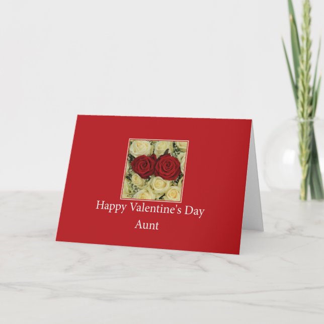 Aunt    Happy Valentine's Day Roses Holiday Card (Front)