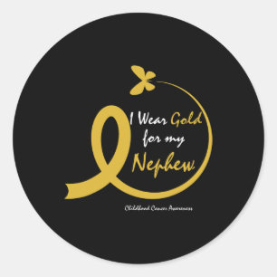 Aunt I Wear Gold For My Nephew Childhood Cancer Aw Classic Round Sticker