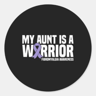 Aunt Is A Warrior Fibromyalgia Awareness  Classic Round Sticker
