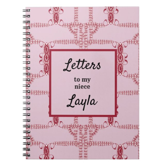 Aunt Letters To My Niece Pink Abstract Notebook (Front)