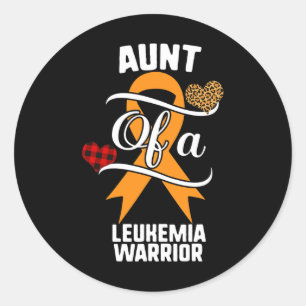 Aunt Leukaemia Awareness Leopard Buffalo Plaid Fam Classic Round Sticker