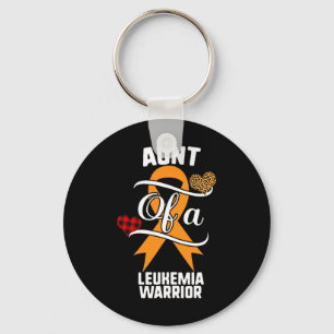 Aunt Leukaemia Awareness Leopard Buffalo Plaid Fam Key Ring