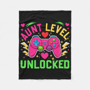 Aunt Level Unlocked Father's Day Gamer Expecting N Fleece Blanket
