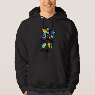 Aunt Life Messy Hair Bun Tie Dye Happy Mother's Da Hoodie