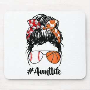Aunt Life Sell Sketll Aunt Messy Bun Mother's Day Mouse Pad