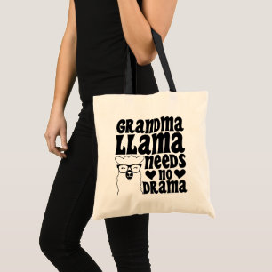 Aunt Llama Needs No Drama Auntie Typography Modern Tote Bag