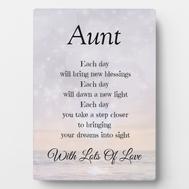 Aunt Love and Encouragement Poem Art gift Plaque (Front)