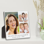 Aunt Love You 3 Photo Collage Plaque<br><div class="desc">Elegant keepsake photo plaque to celebrate the best aunt ever featuring a 3 photo collage of her nieces and nephews,  their names,  "We Love You" or "I Love You" and whether she is call aunt,  auntie,  tia,  etc.</div>