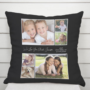 Aunt Love You 6 Photo Collage Black Cushion