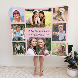 Aunt Love You 8 Photo Collage Pink Sherpa Blanket