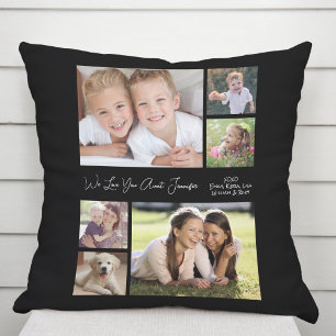 Aunt Love You Photo Collage Black Cushion